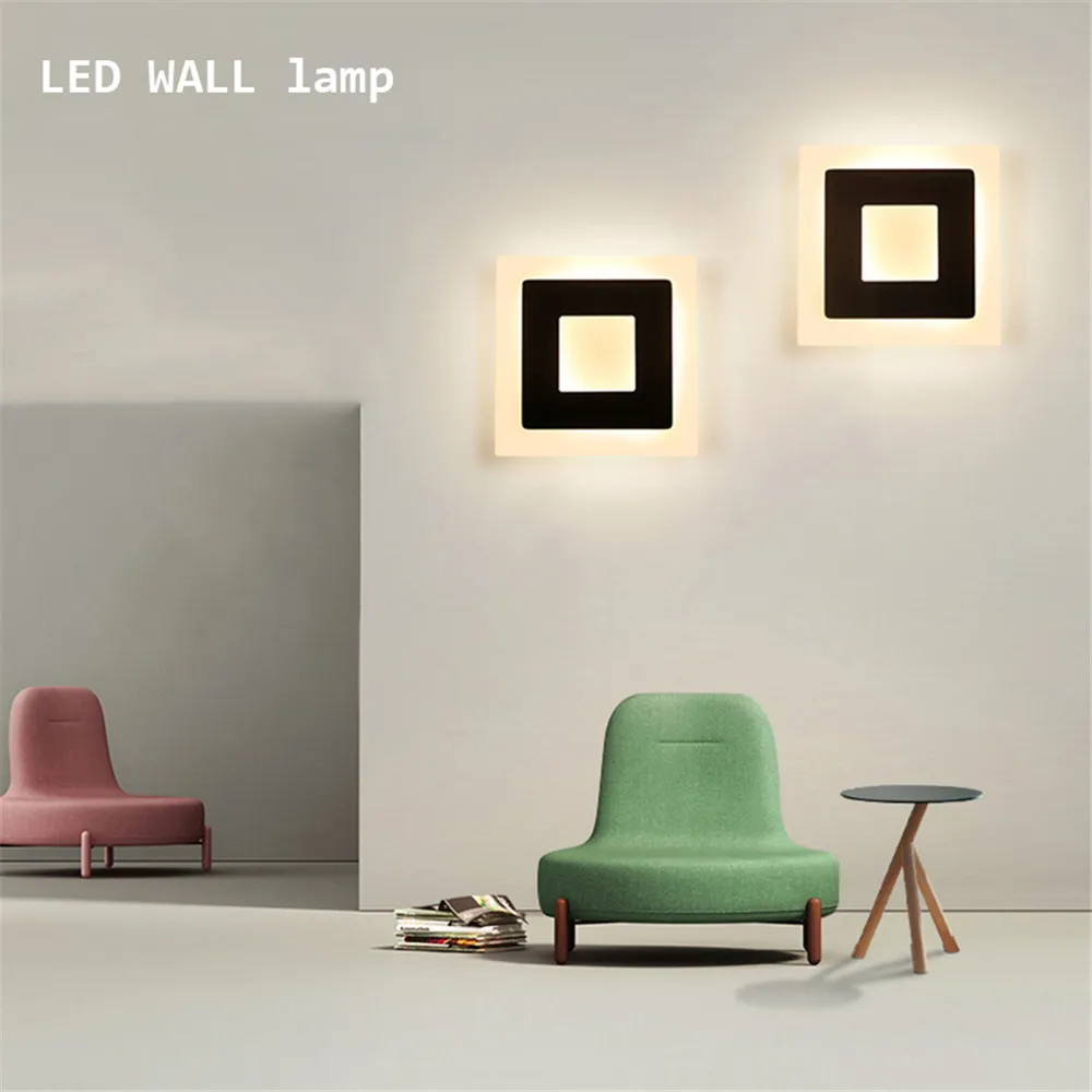 

18w Led Acrylic Wall Lamps Modern Simple Bedroom Lights Indoor Dining-room Corridor Lighting Aluminum Wall Sconce NR133