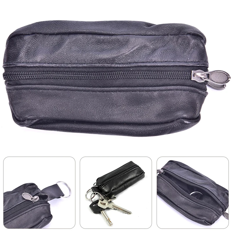 Men Car Key Case Leather Wallets Coin Purse Soft Zipper Bag Keychain Cover For Money Pocket Thin Wallets Ring Pouch Card Purse key case key purse key holder key organizer key protector coin purse card case holder