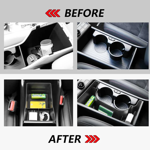 For Kona Hybrid Phev SX2 2024 2025 Center Console Organizer Tray Armrest Storage Box Layered Storage Box Tidying Car Accessories 6