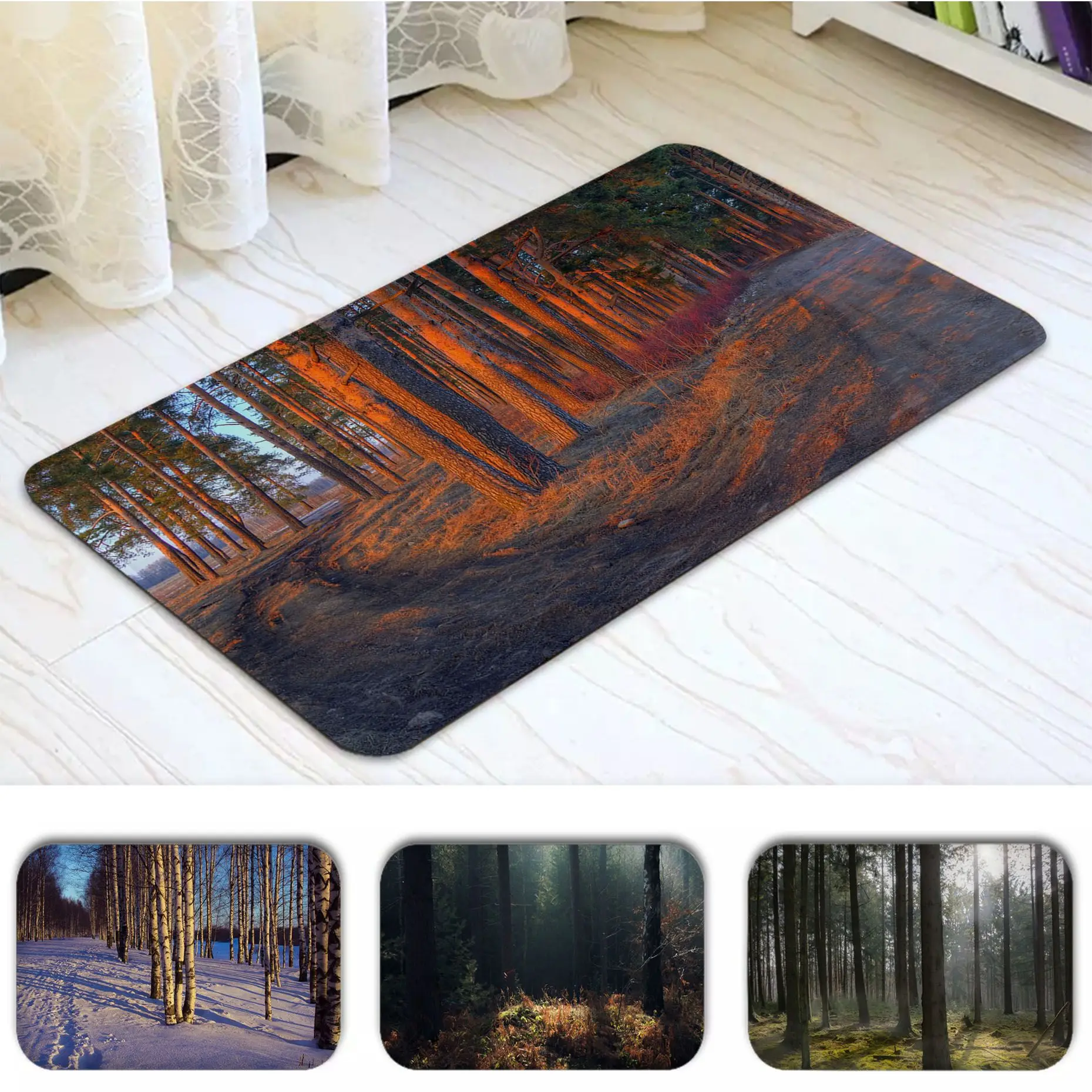 

Mountain Forest Floor Mat Bathroom Mat Anti-slip Absorb Water Long Strip Cushion Bedroon Mat Welcome Doormat