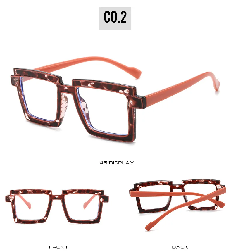 Zweidimensionale flache Linse mit quadratischem Anti-Blau-Brillengestell, Persönlichkeitstrendbrille – Detail 7