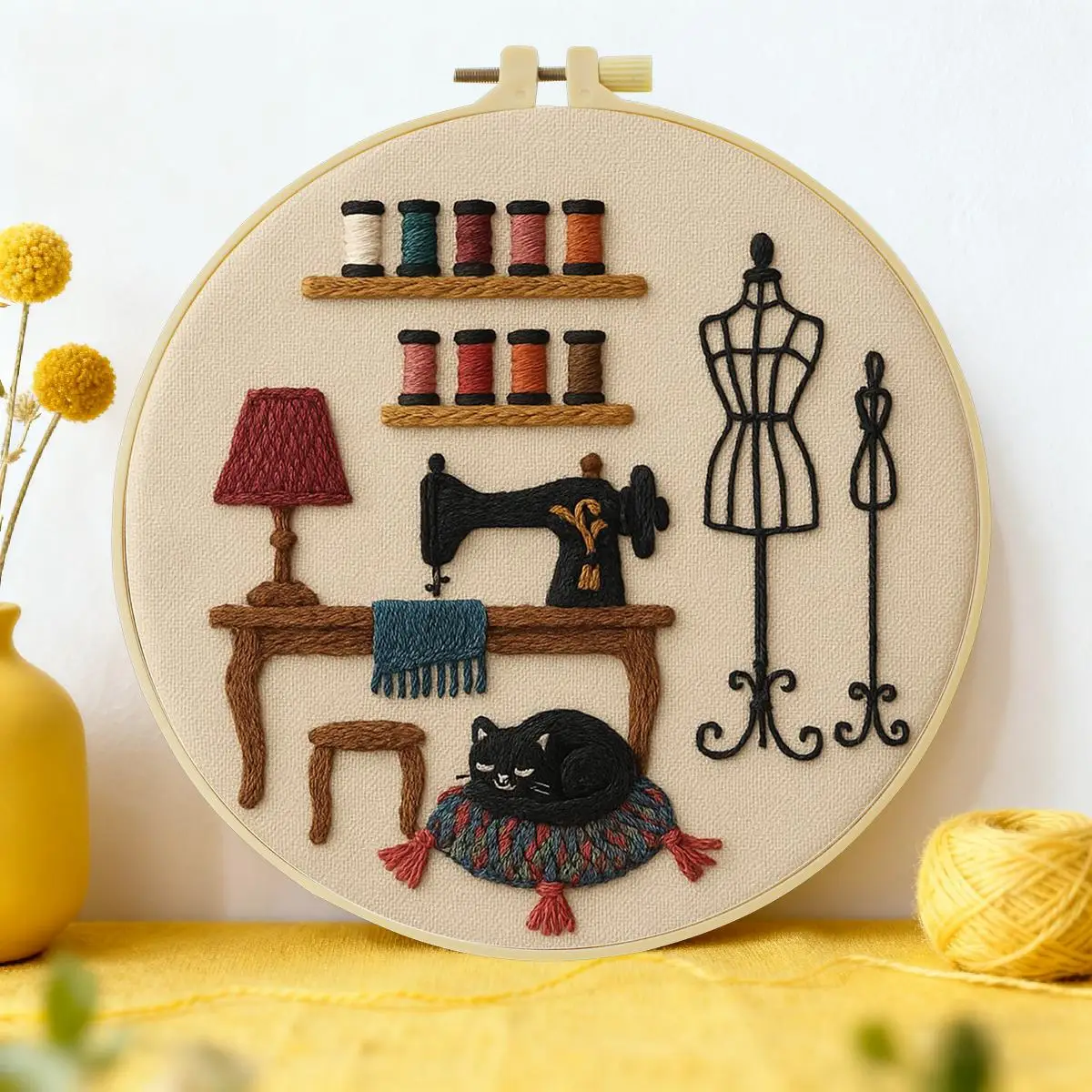 1 Stück 20X20CM/15X15CM 7,87/6,3 Zoll Stickerei-Starter-Kit für Schneidereien DIY-Kit DIY-Stickerei-Set Handarbeiten Nadelkunst