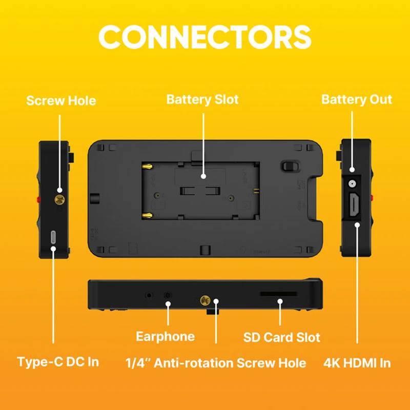 Osee T5+ 5.5 Inch 1000nits 4K HDMI-compatible DSLR Camera Field Monitor with 3D LUT HDR Wide Color Gamut Video Monitor