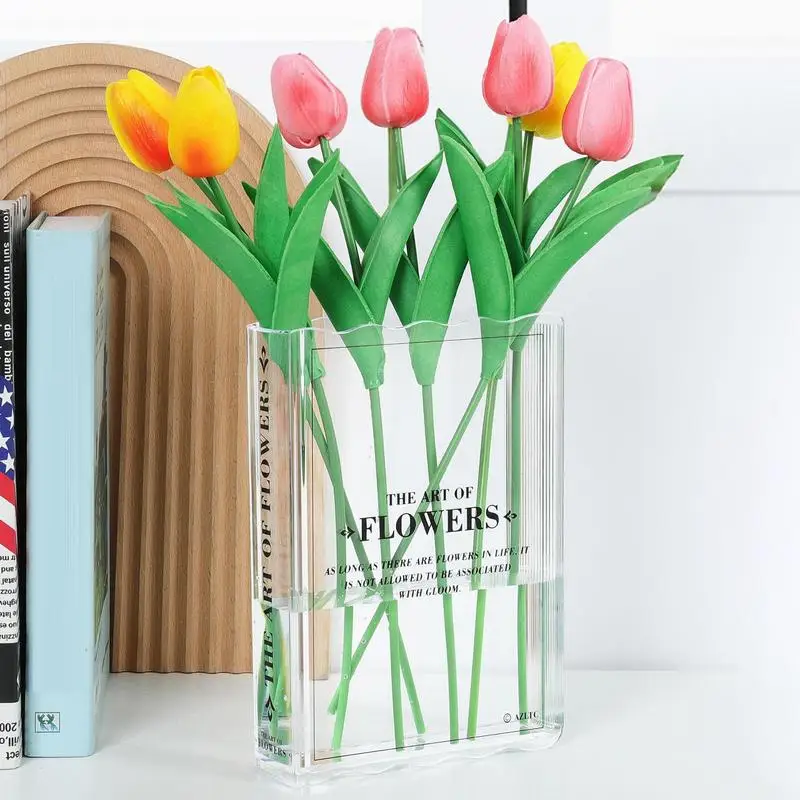 Book Vase For Flowers Transparent Acrylic Vases Decorative Hydroponic Plant Vase Creative For The Wall Glass Dining Room Kitchen 3