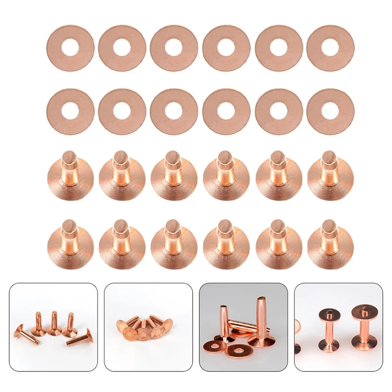 WUTA High Quality Leather Copper Rivets and Burrs,Solid Brass Rivets Studs  Permanent Tack Fasteners Craft