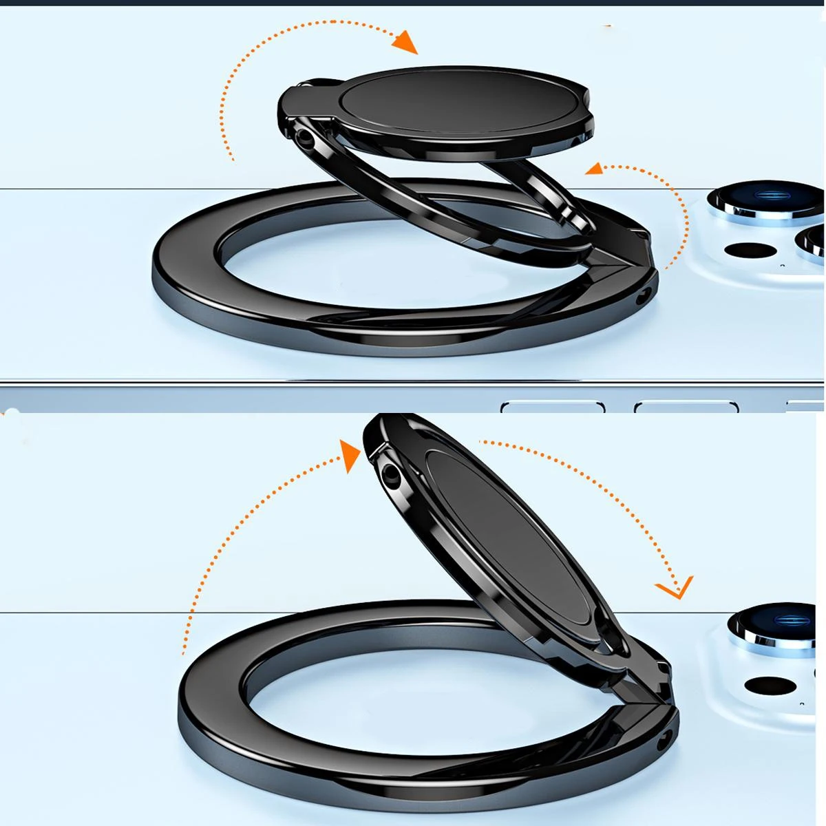 Enhanced Magnetic Phone Finger Ring Holder with Foldable Stand