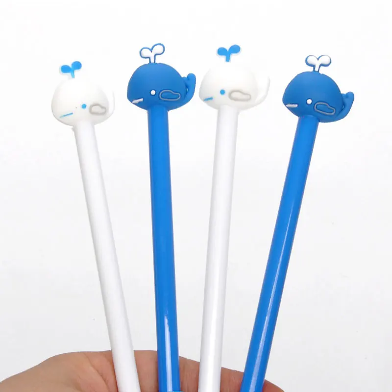 4 Creative Fountain Pens, Soft Glue Whale Gel Pens, Cute And Cute Cartoon Black 0.5 Student Office Signature Pens 5
