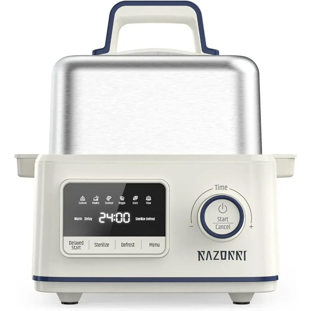 Electric Food Steamer 5-Quart Stainless Steel with Timer, 24H Delayed Start, Auto Keep Warm