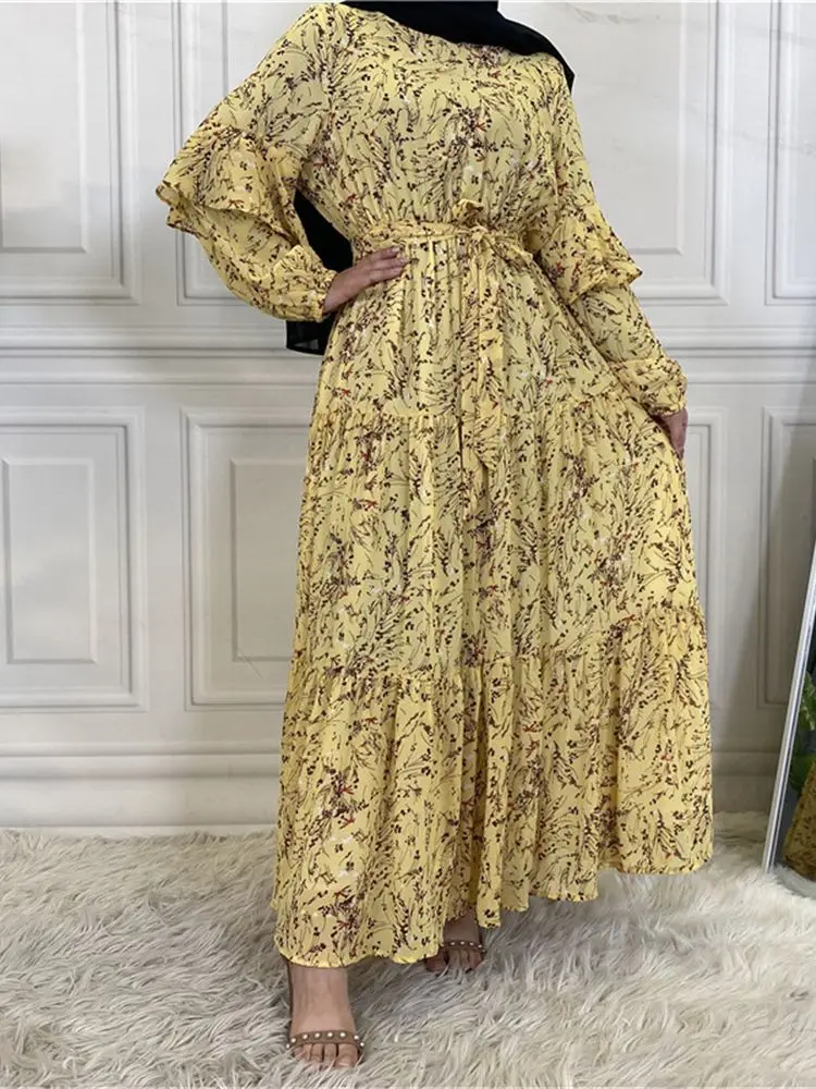 Muslim Chiffon Abaya Dress For Women African Modest Maxi Elegant Long  Sleeve Dresses Arabic Kaftans Kaftan Turkey Formal Abayas
