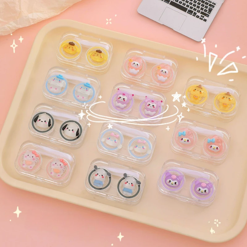 

Kawaii Sanrio Anime Kuromi My Melody Pompompurin Cute Cartoon Contact Lens Case Simple Portable Glasses Case Girly Heart