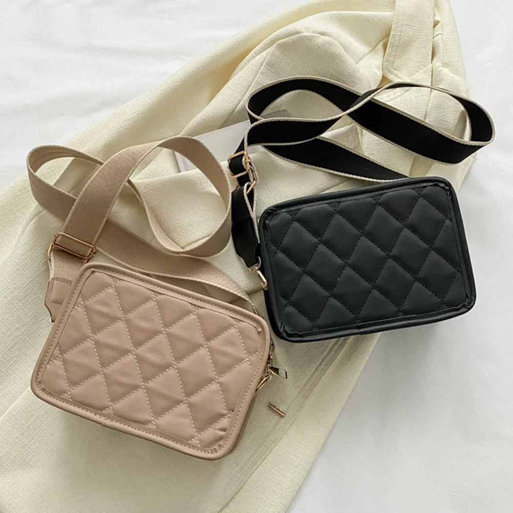 New Wide Strap Shoulder Bag Solid Square Crossbody Bags For Women Fashion  Design Handbags Chain Female Cross Body - Shoulder Bags - AliExpress