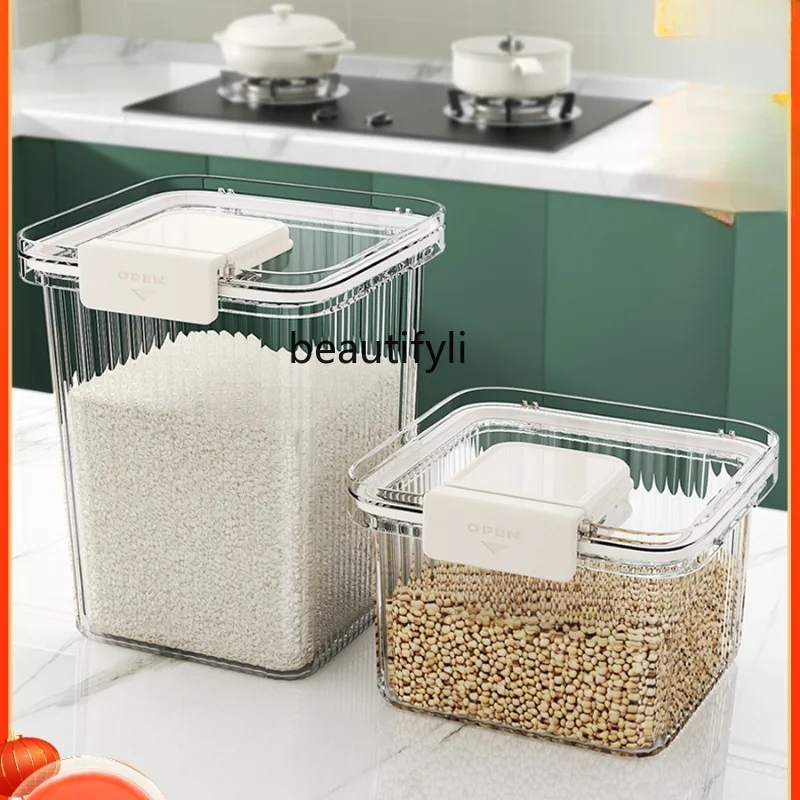 

zq Rice Bucket Insect-Proof Moisture-Proof Sealed Flour Storage Tank Multigrain Storage Box Household Rice Bin Rice Jar