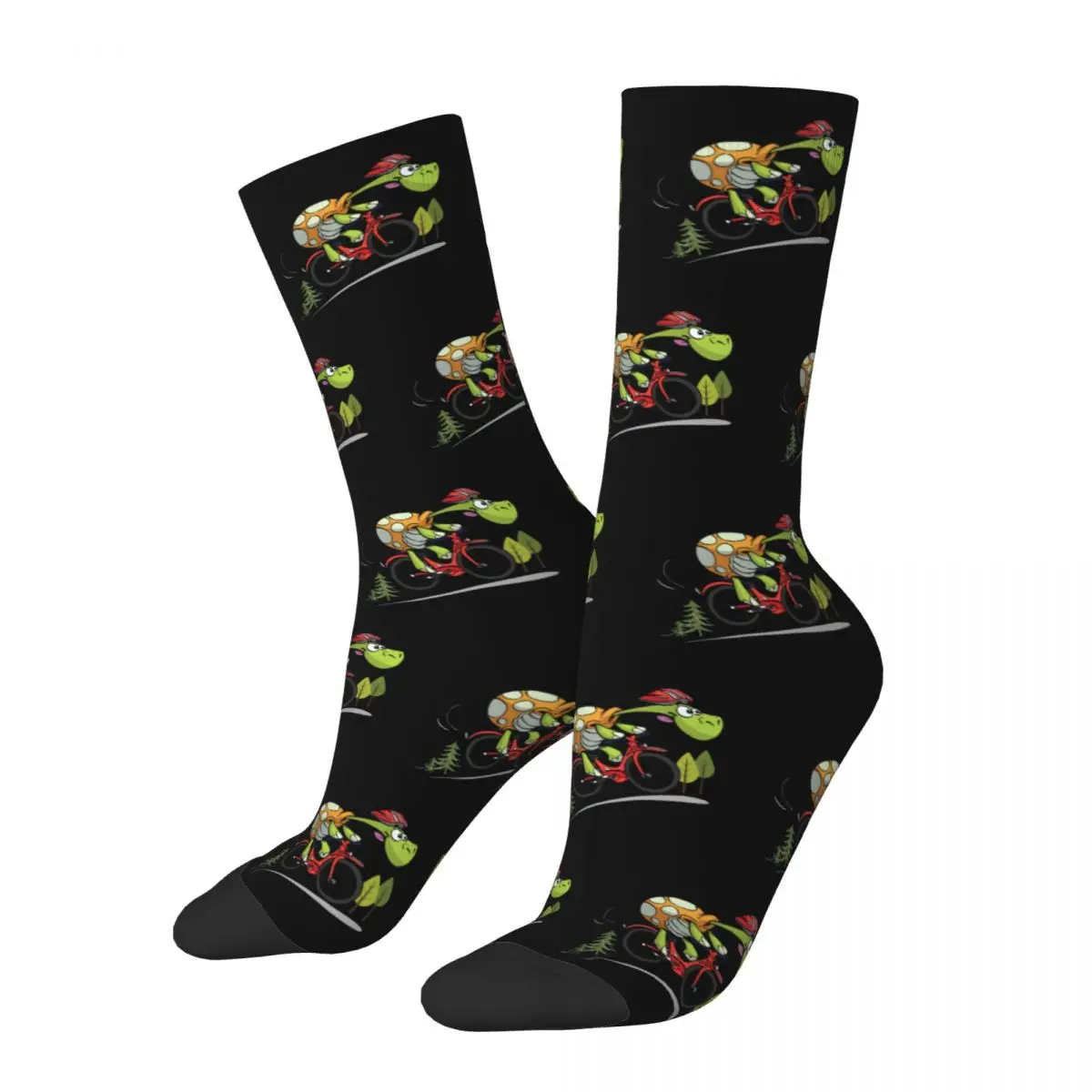 Happy Funny Men Socks Casual Cool Turtle On The Bike Sock Bicycle Mtb Mountain Sport Calze Da Donna Estate Autunno Inverno