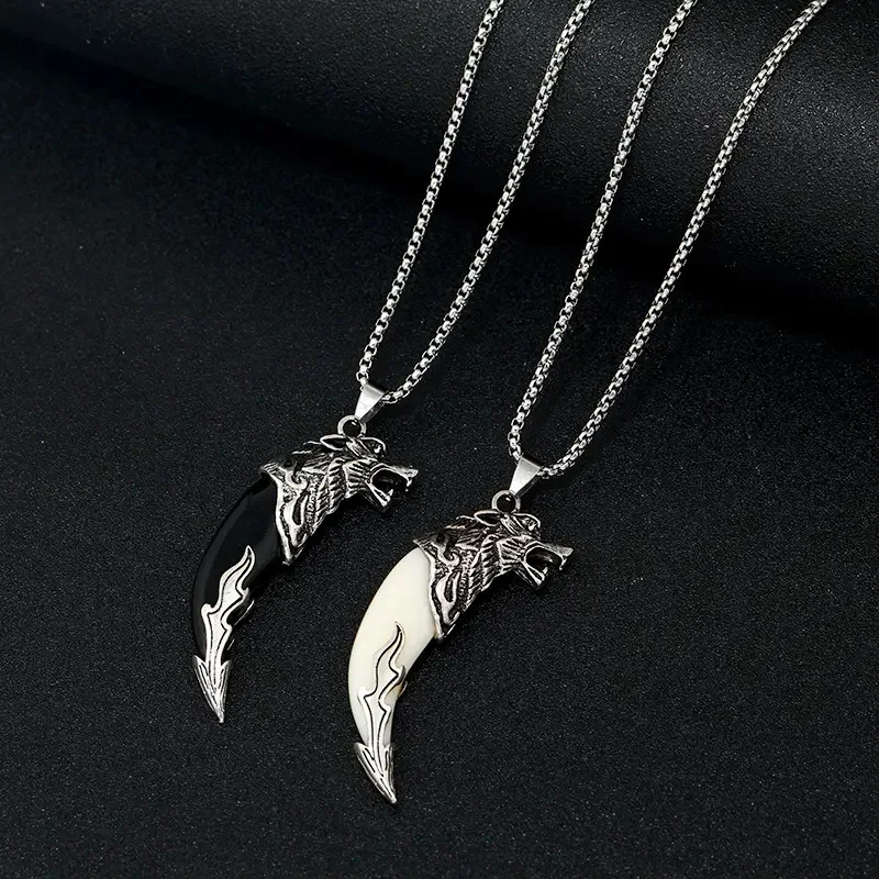 Men s Alloy Wolf Head Necklace Stainless Steel Chain Hip Hop Imitation men-s-alloy-wolf-head-necklace-stainless-steel-chain-hip-hop-imitation