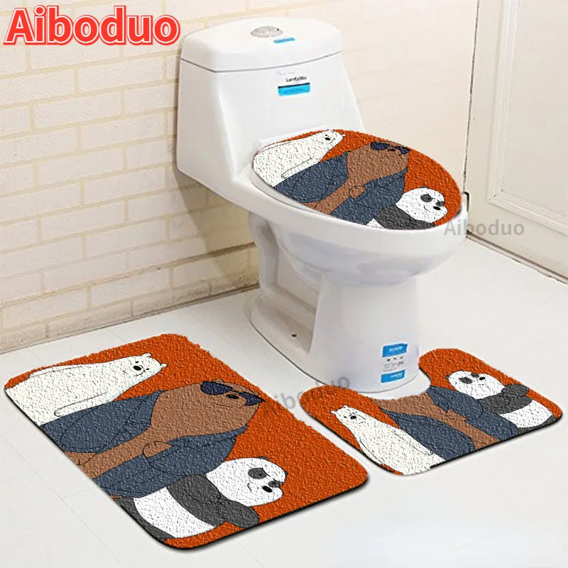 

Best Selling 3D Suit Modern Toilet Pedestal 3-piece Suit Accessories Cute Bear Carpet Bathroom Carpet Non-slip Absorbent Mats