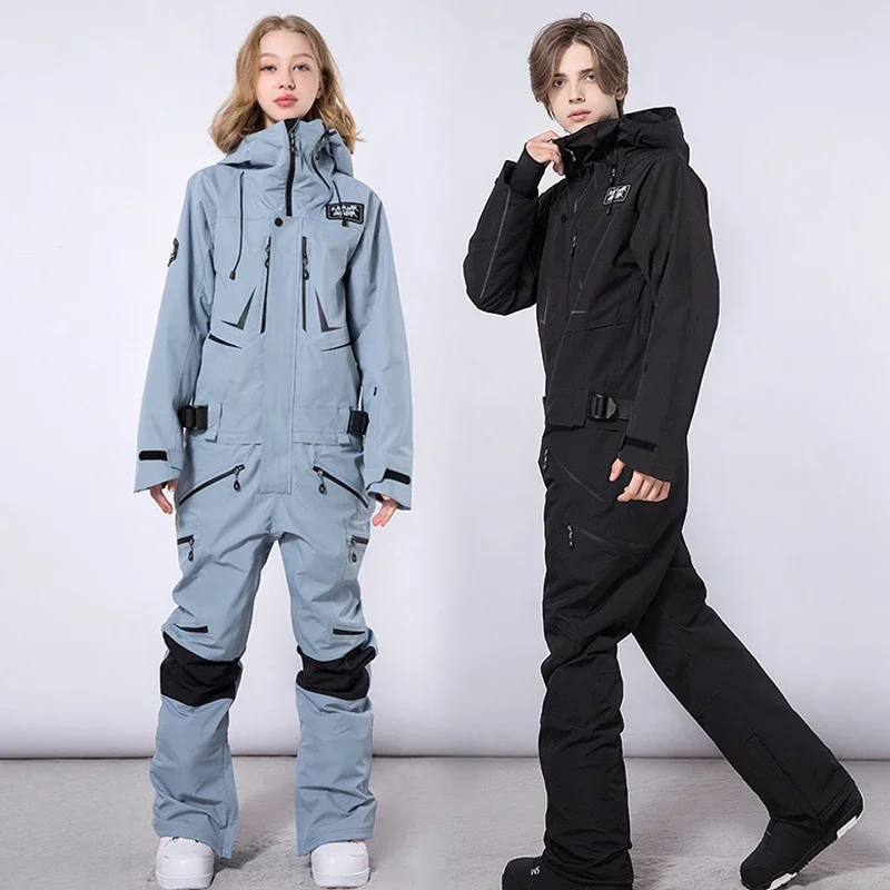 New Winter One Piece Snowsuit Men Outdoor Waterproof Warm Ski Jumpsuit Woman Windproof Mountain Snowboard Female Clothes