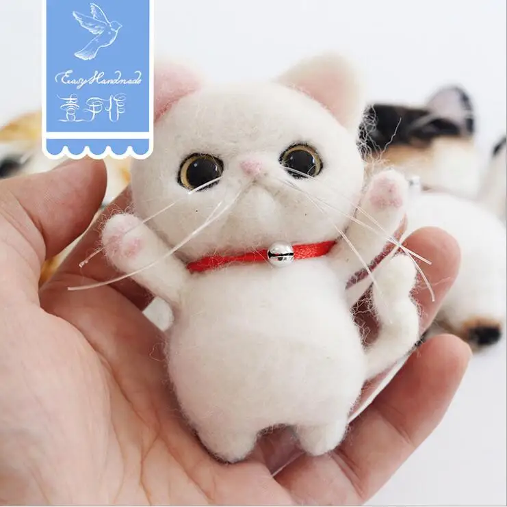 Animal cat brooch wool needlepoint kit wool felt needle felting keychain craft needlecraft DIY handmade