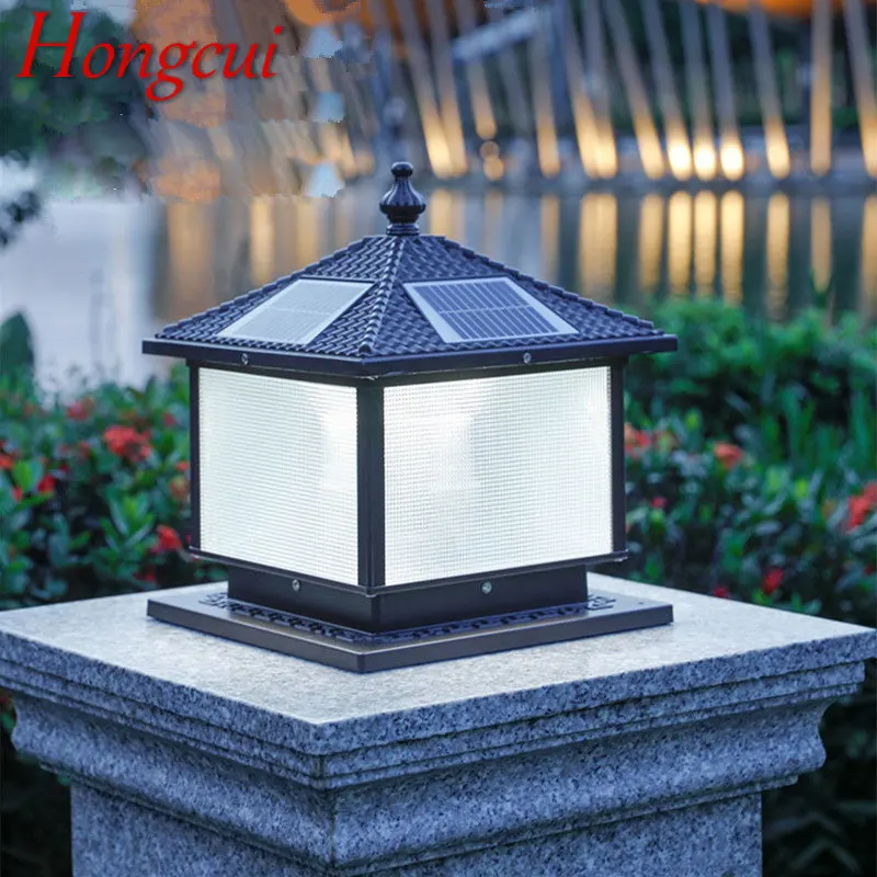 

Hongcui Solar Post Lamp LED Outdoor Creative Simple Pillar Lights Waterproof IP65 for Home Villa Hotel Courtyard Porch