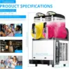 Commercial Slushy Machine 24L, 6.4 Gals Margarita Machine, 500W Frozen Drink Machine, Food-Grade PC Tanks & Stainless Steel 2