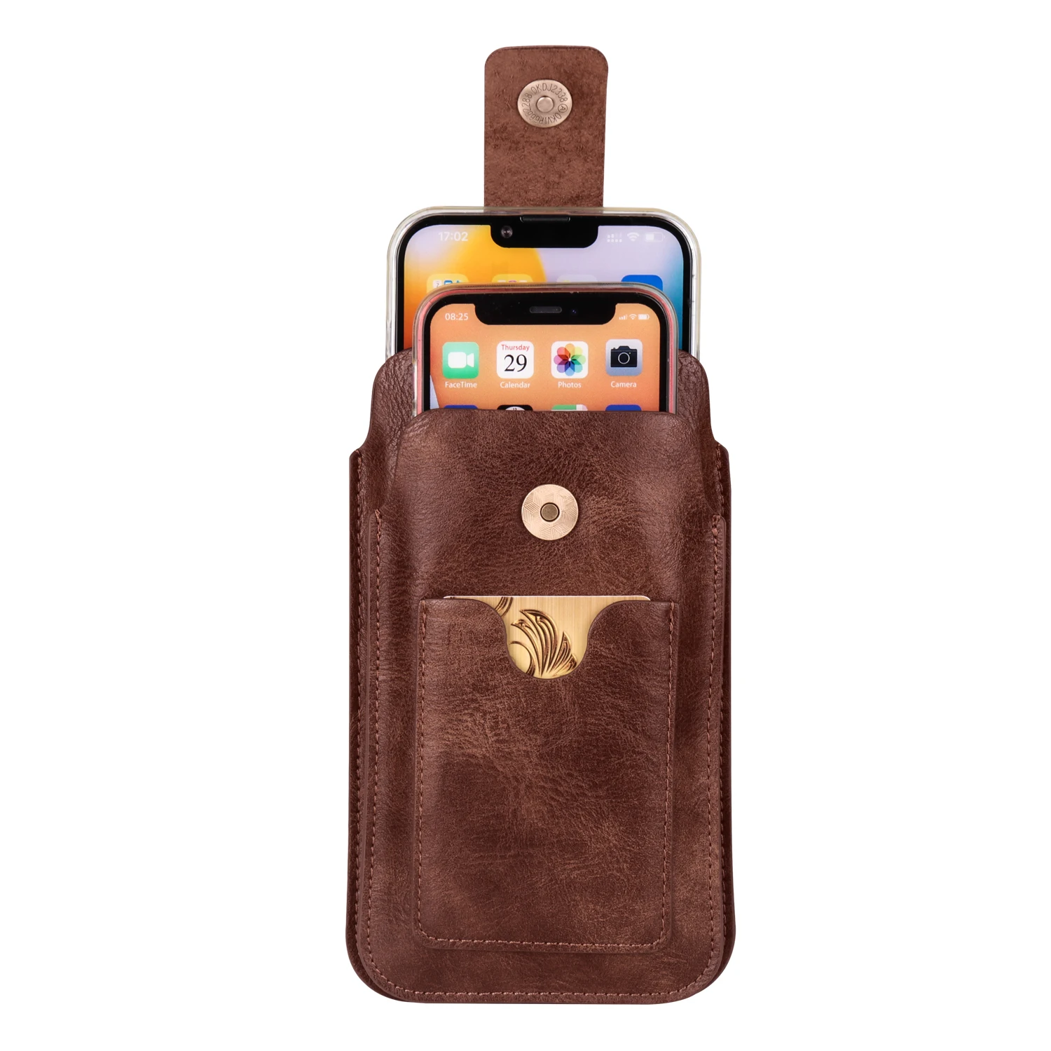 Fullaikate Dual Layer Hüft tasche für iPhone 15 Pro Max Karten tasche Handy tasche Herren vertikales Universal holster für S24 2014-2018" – Detail 12