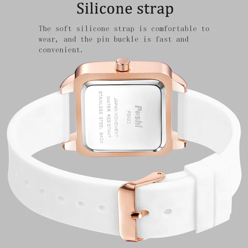 Luxury Women's Watch Original  Silicone Strap Ladies Quartz Wristwatches Waterproof Square Female Watch Clock for Women girls