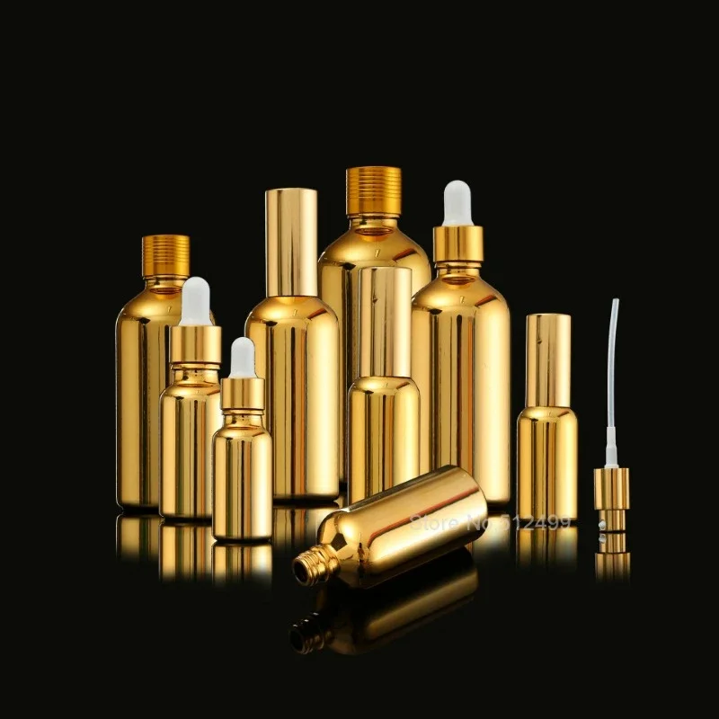 

Atomizer with Fine Mist Sprayer for Essential Oil Perfume Aromatherapy 30ml 50ml 100ml Empty Refillable Gold Glass Spray Bottle