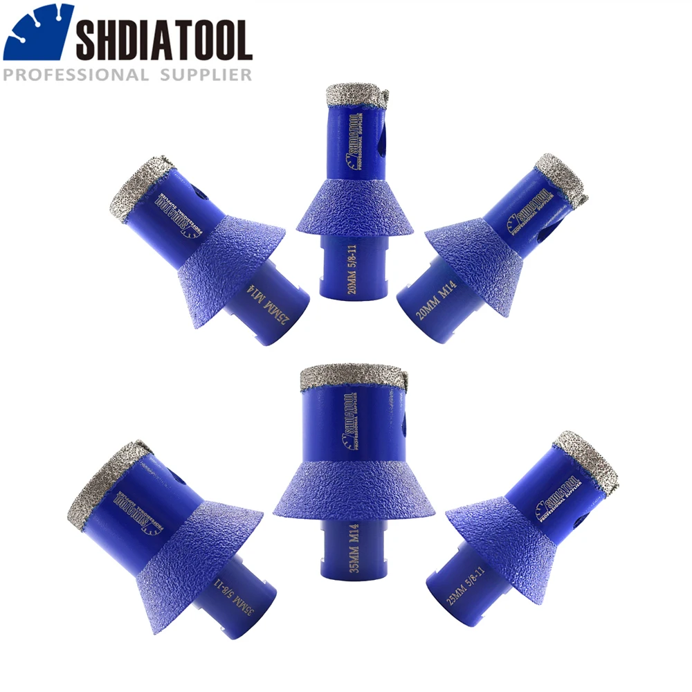 SHDIATOOL 1pc Diamond Vacuum Brazed Drilling Chamfering Ceramic Enlarging Grinding Trimming Formed Holes Milling Bits M14 thread