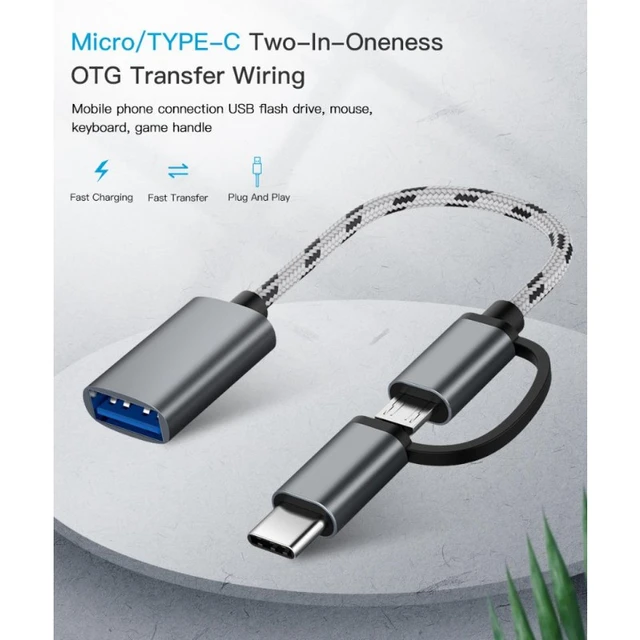 Usb Micro To Usb C Adapter 4-in-1 Otg Cable 1a/2a For Diy Data