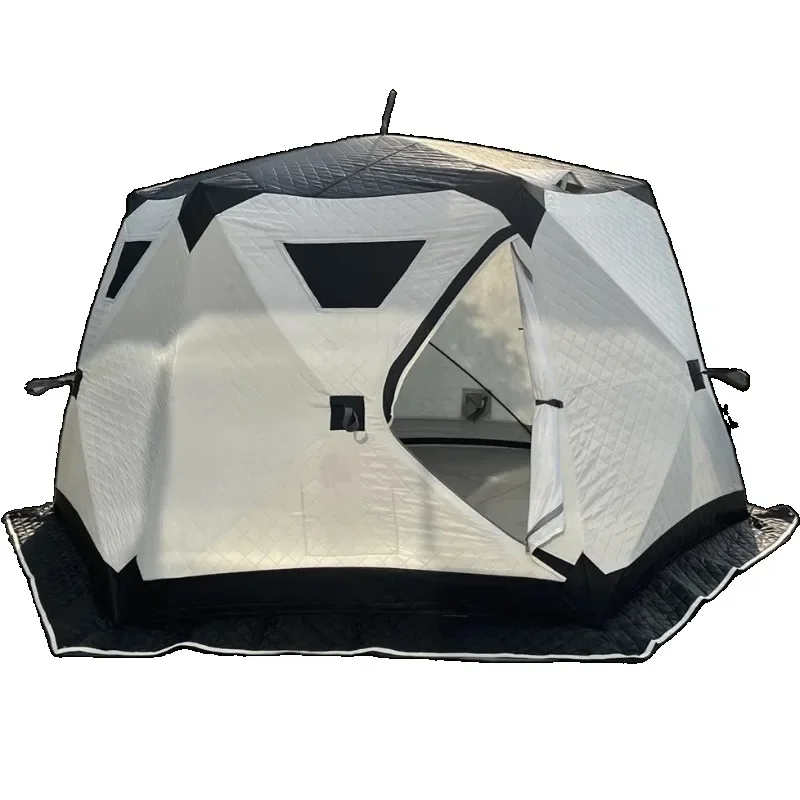 Outdoor Hexagon Sauna Hub Tenda Portatile Pop-Up Custom Cube Escursionismo Tenda Da Pesca Sul Ghiaccio Isolata Tenda Calda Da Campeggio Invernale Per 