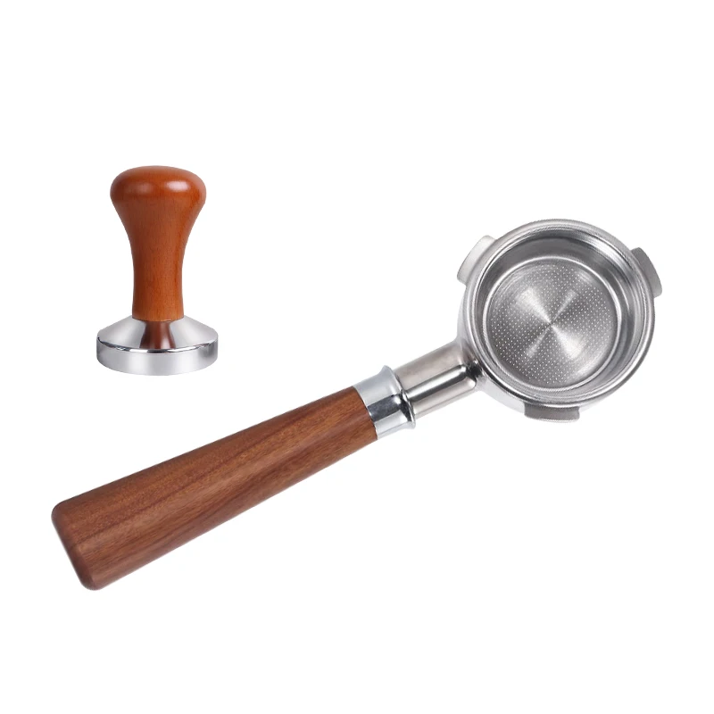 HiBREW 58mm Bottomless Coffee powder handle 304 stainless steel and solid wood