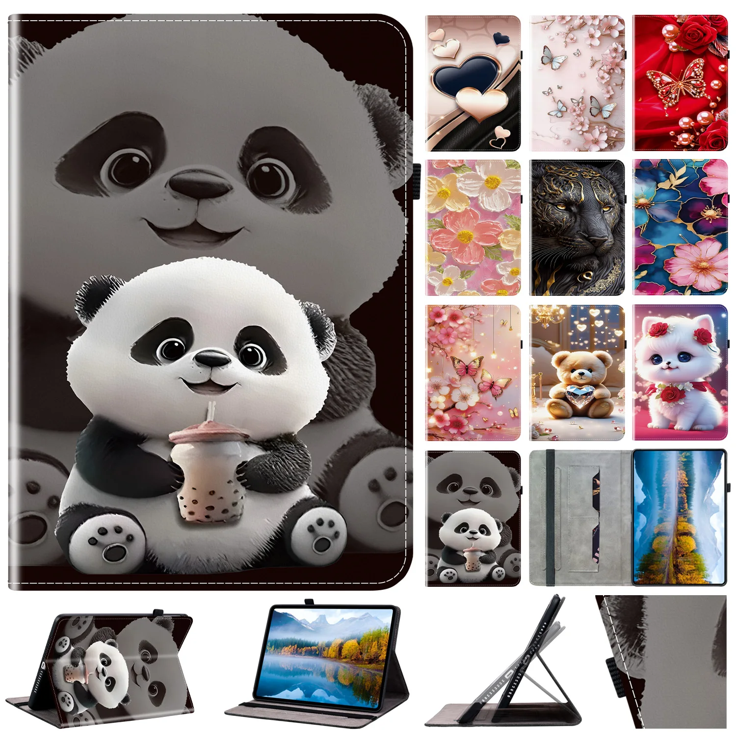 Premium PU Leather Tablet Cover with Adjustable Stand | Universal Design for Multiple Tablet Sizes
