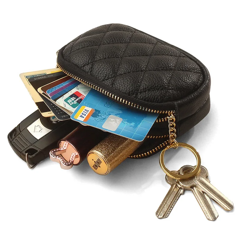 

Rhomboid Elegant Ladies Wallets Double Zipper Credit Card Holder Ticket Bag Mini Small Coin Purses Woman Solid PU Leather Wallet