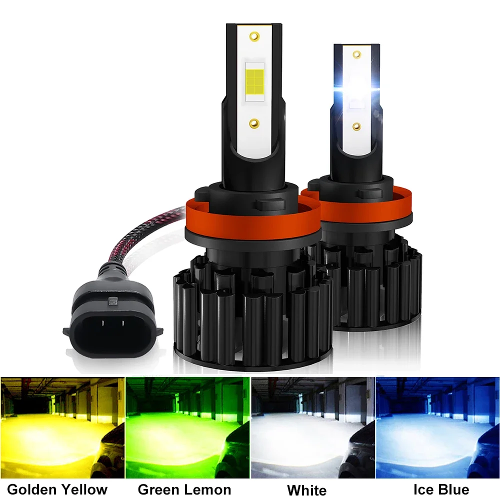 2pcs H7 LED Car Headlight 20000LM 3570 CSP H4 6000K HB3 HB4 9005 9006 H8 H11 Bulb Led Mini Auto Headlamp White Blue Yellow Green