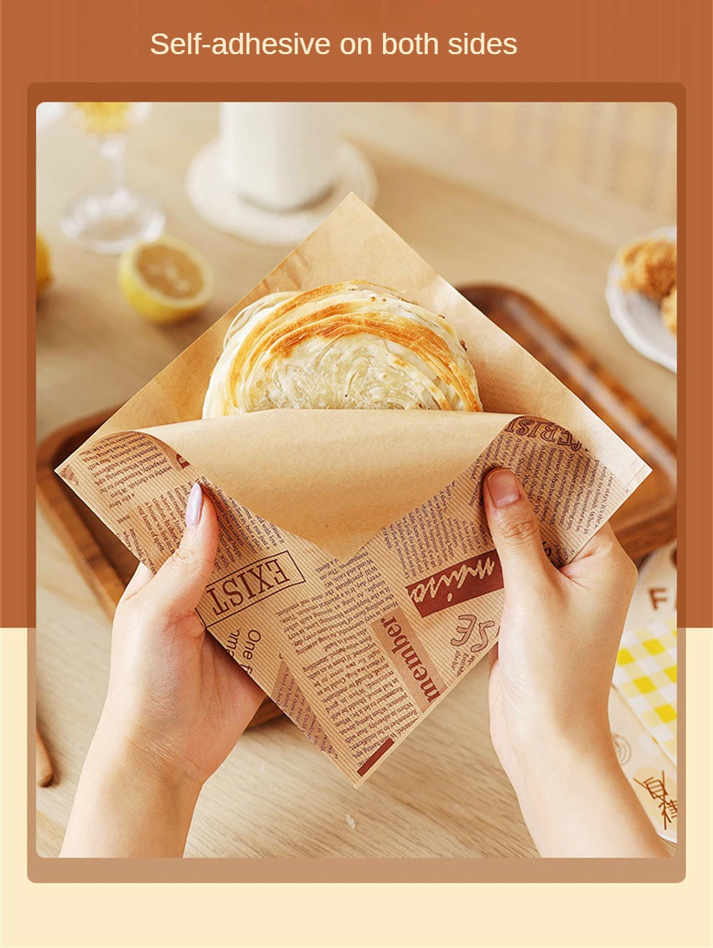 Description Picture 2 of item50pcs/set Triangular Open Top Kraft Paper Bag Donuts Sandwich Bags For Bakery Bread Food Packaging Bags 18x18cm