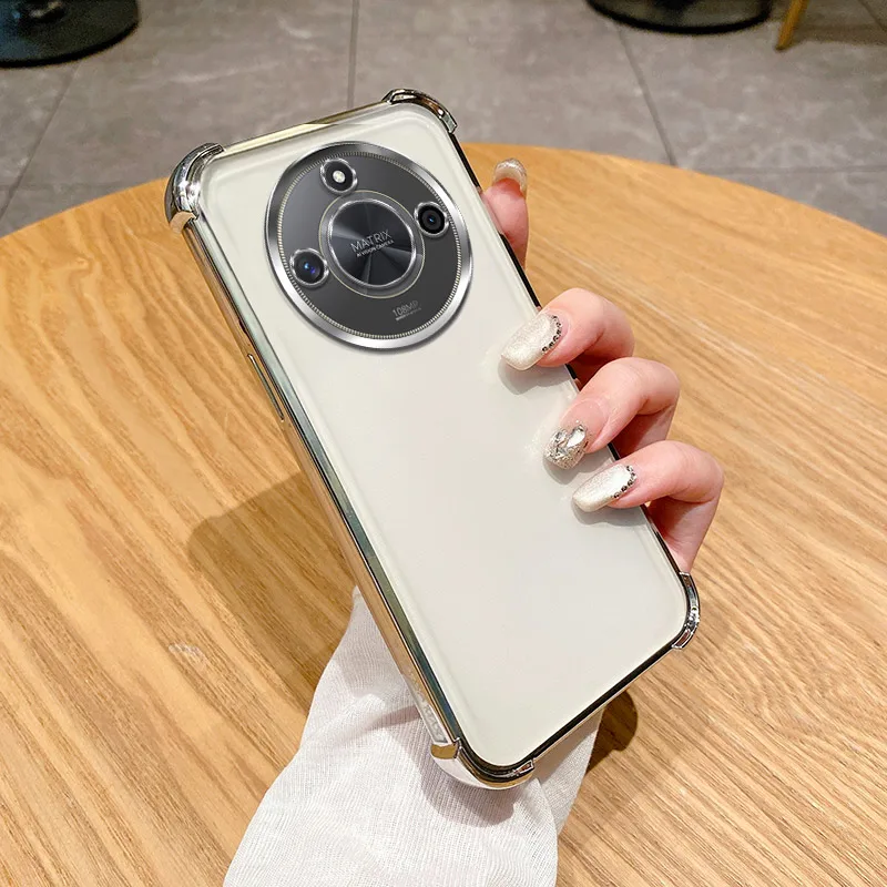 Shockproof Plating Silicone Soft Back Cover with Enhanced Corner Protection