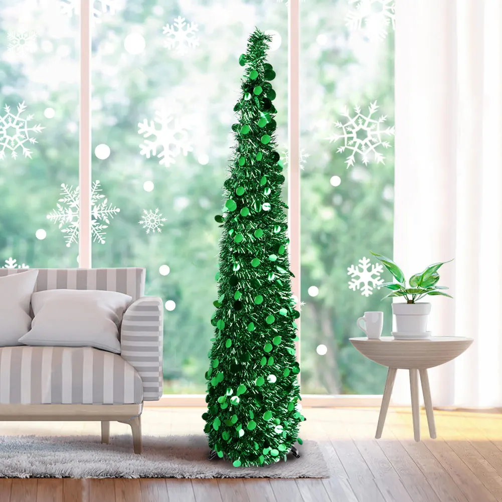Collapsible Christmas Tree 5ft Collapsible Christmas Tree Artificial Pop Up Tinsel Coastal Christmas Tree for Xmas Holiday Decorations