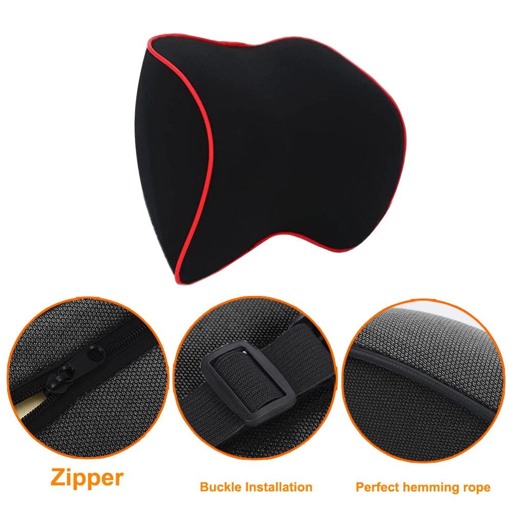 Car Neck Pillow Universal Headrest Softness Memory Foam Support Head Rest Protector Breathable Neck Cushion Automobiles Interior