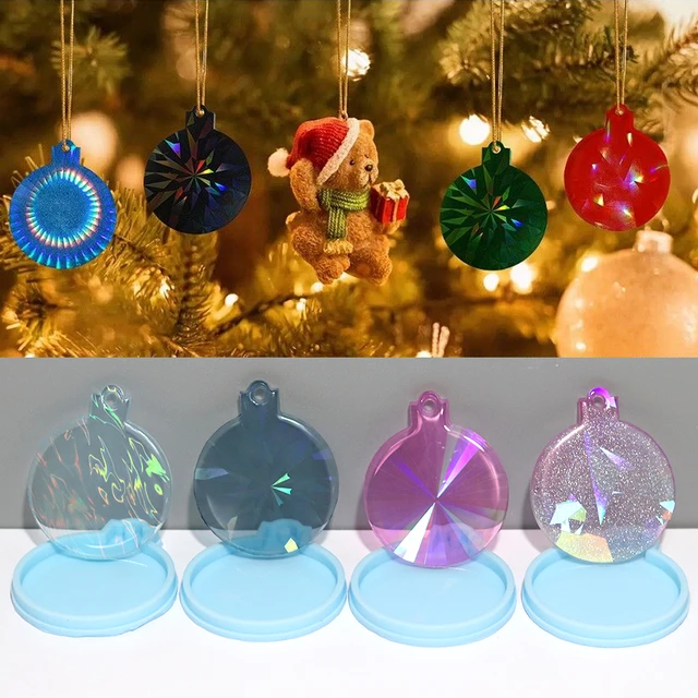 Porte-clé en Silicone, boule de noël, moule en résine, pendentif rond,  outil de moulage, 4 pièces