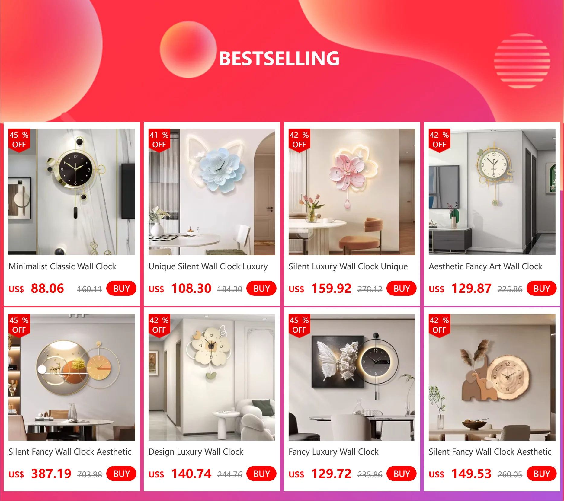 Description Picture 2 of itemSilent Luxury Wall Clock Unique Aesthetic Minimalist Modern Wall Clock Interior Design Maison Accessories Home Accessories
