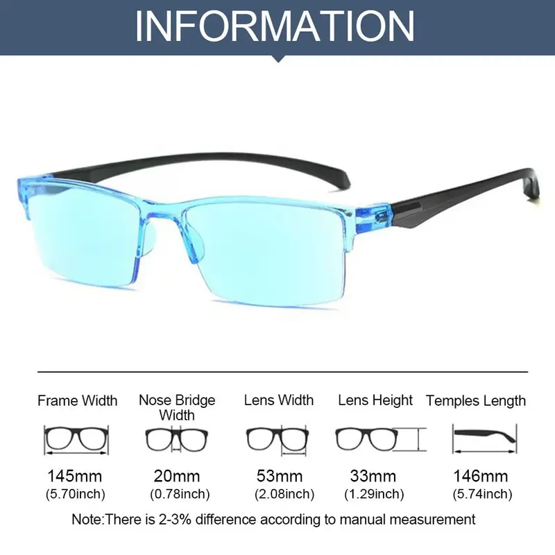 New Anti Blue Ray Reading Glasses Smart Automatic Zoom Reading Glasses Autofocus Power +1.0(100) ~ +7.0(700) Half-Rim Unisex