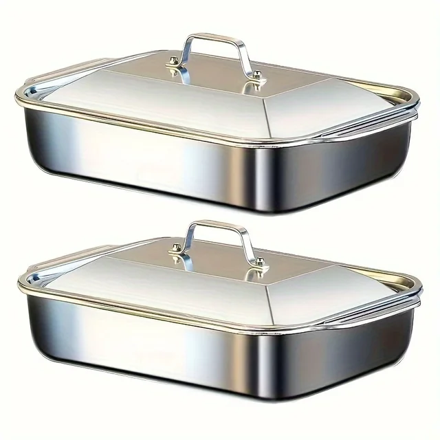 Deep Baking Sheet Stainless Steel Roasting Pan Non-Stick Grilling Trays Oven Accessories Baking Tools Kitchen Accessories 2