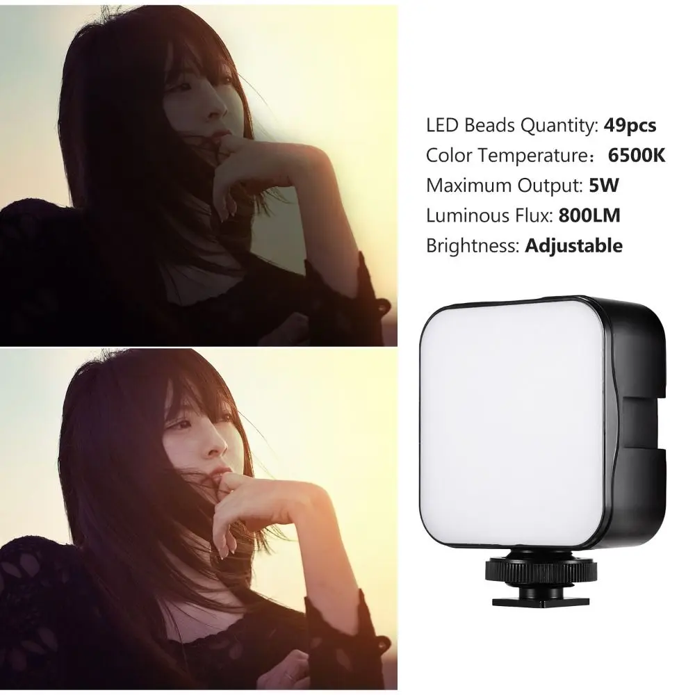 Portable 5W Mini LED Video Light Photography 6500K Fill-in Lamp Dimmable Hot Shoe Mount Adapter for Canon/Nikon/Sony DSLR Camera 1074778 led video light,mini led video light,portable fill light