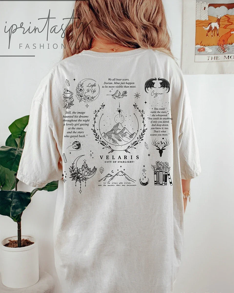 Velaris A Court of Thorns and Roses Court SJM fan shirt Cotton Loose Retro Casual Shirt Fantasy Y2K Unisex Top Streetweat Daily 3