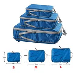 Compact Waterproof Travel Storage Solution: Foldable Packing Cubes with Portable Handbag - 3pcs (Light blue)