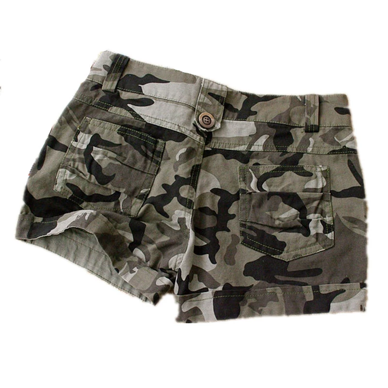 Sport Shorts Women's Summer Camouflage Shorts Casual Military Zipper Pocket Pantaloon Ladies Big Size Jogging Pants Cotton Slim Mini Shorts