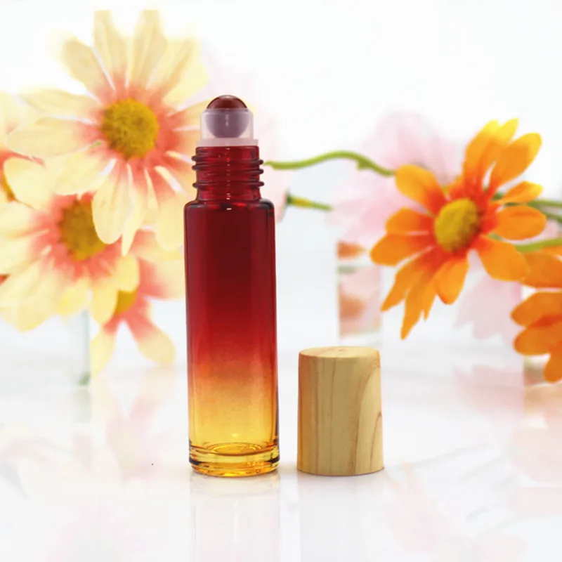 1PC 천연 보석 롤러 볼 병 10ml 두꺼운 Doterra 에센셜 오일 롤 병에 빈 화장품 향수 용기