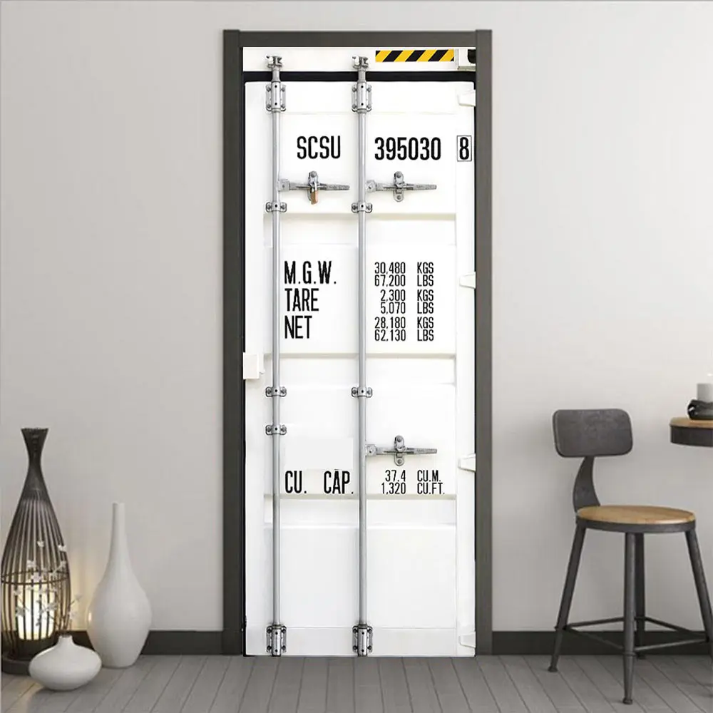 Description Picture 6 of item3D High Simulation Container Door Seriesr Door Stickers Wallpaper Industrial Style PVC Self-adhesive Bedroom Decor Mural Poster