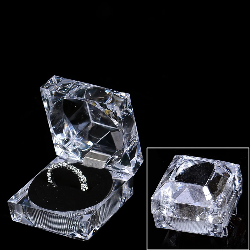 

Clear Package Box for Jewelry Packaging Collection Transparent Acrylic Crystal Ring Storage Display Box Storage Organizer Cases