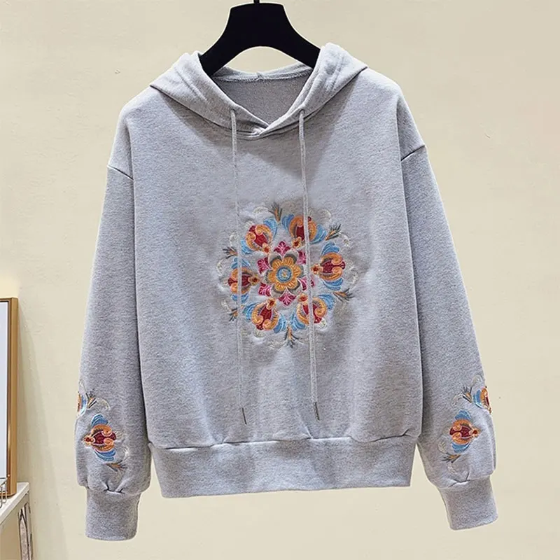 2024 Spring Elegant Fashion Harajuku Slim Fit Female Clothes Loose Casual All Match Outerwear Insert Long Sleeve Hooded Hoodie