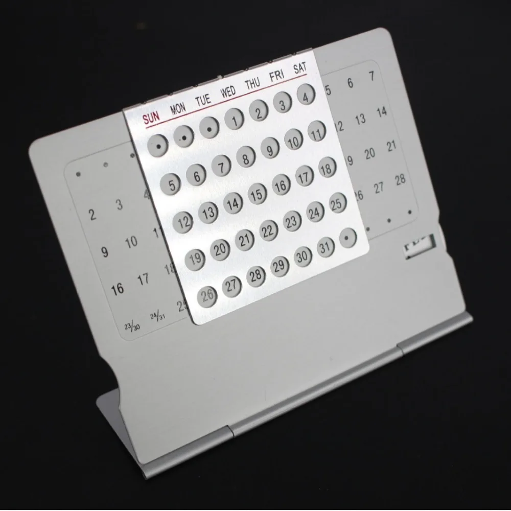 Calendario da Tavolo Manuale in Lega di Alluminio, Mini Calendario Perpetuo Regolabile e Riutilizzabile, Calendario Mensile da Scrivania